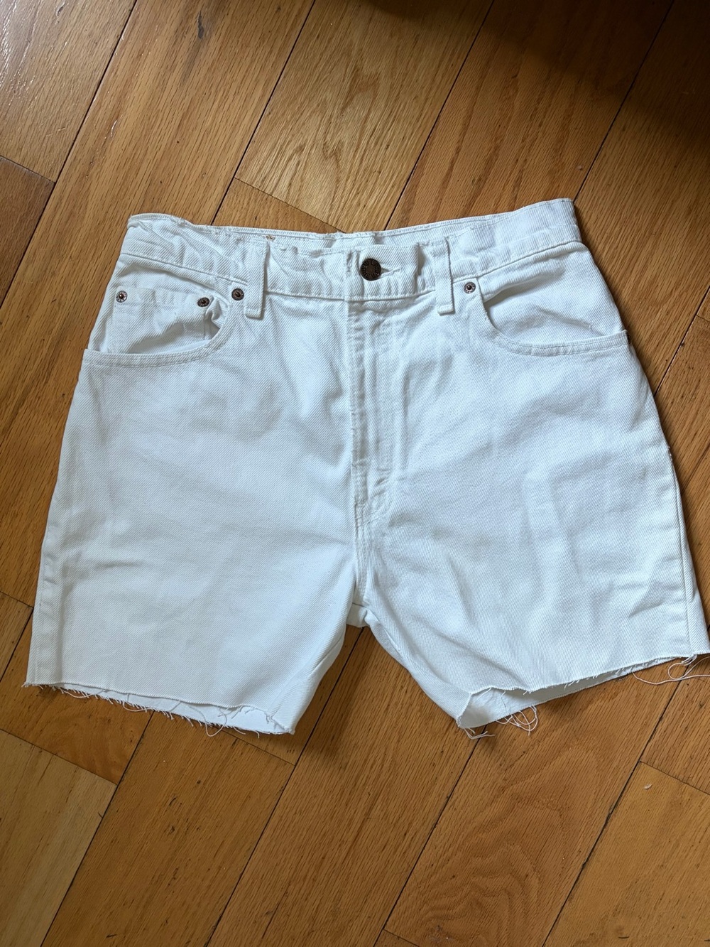 Vintage Levi's 10 Inch White Denim Cutoff Shorts